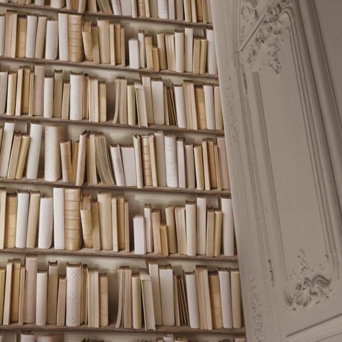 Wallpaper Libraries Bookshelf Prints Ivory