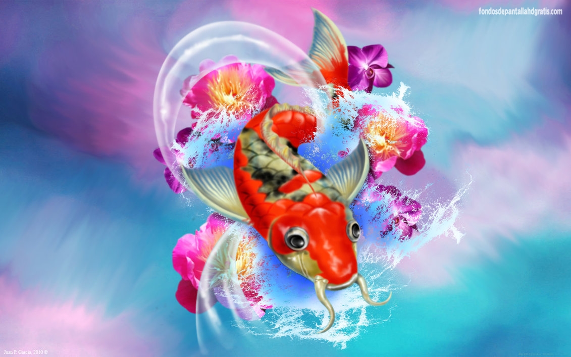 Descargar Imagen Koi Fish Wallpaper HD Widescreen Gratis