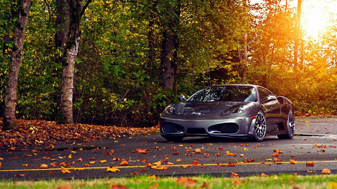 Trees Leaves Ferrari F430 Scuderia Autumn Stock