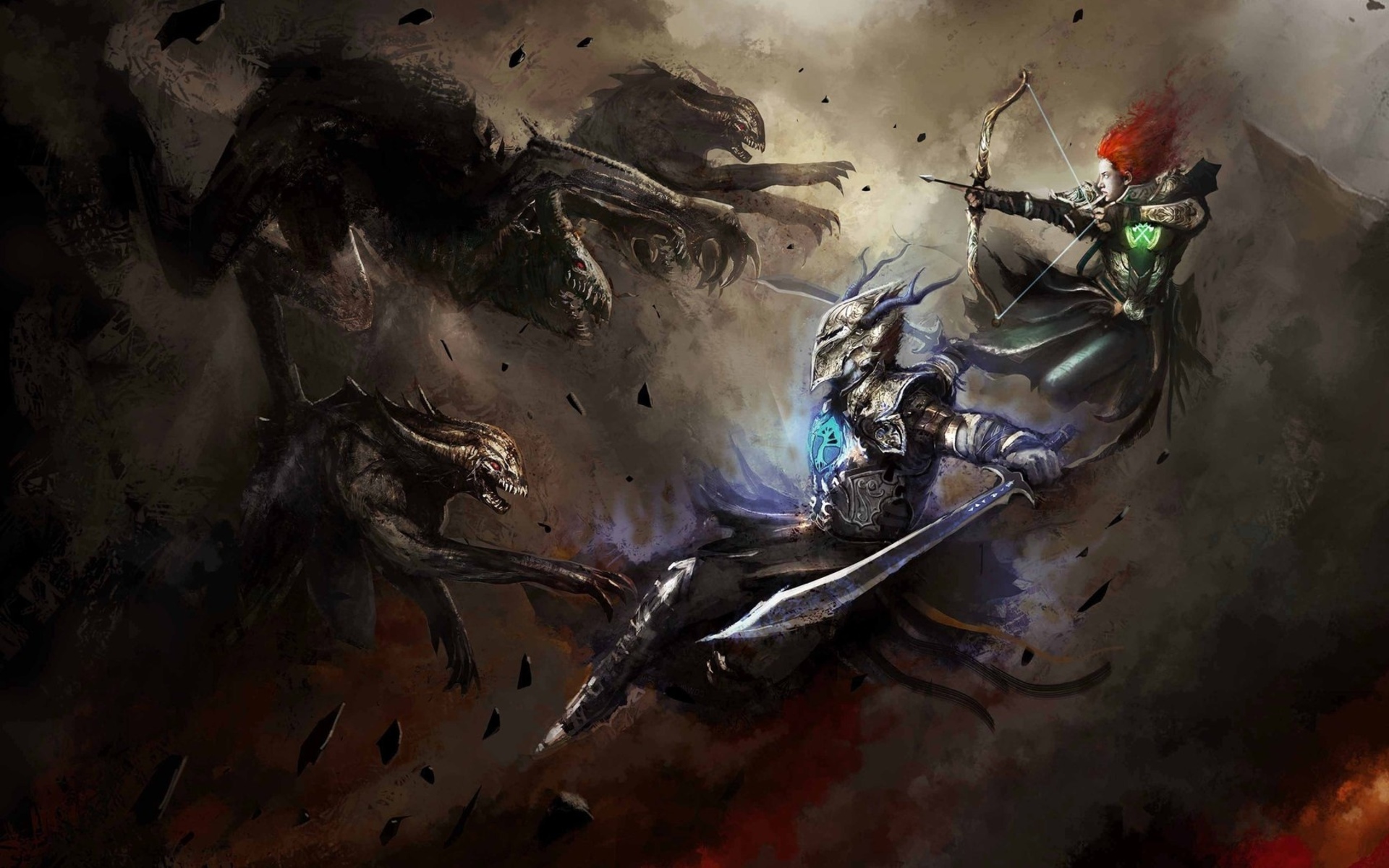 Warrior Weapons Archer Knight Magic Art Monster Wallpaper Background