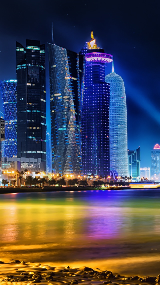 Doha Qatar Skyline iPhone 5s Wallpaper
