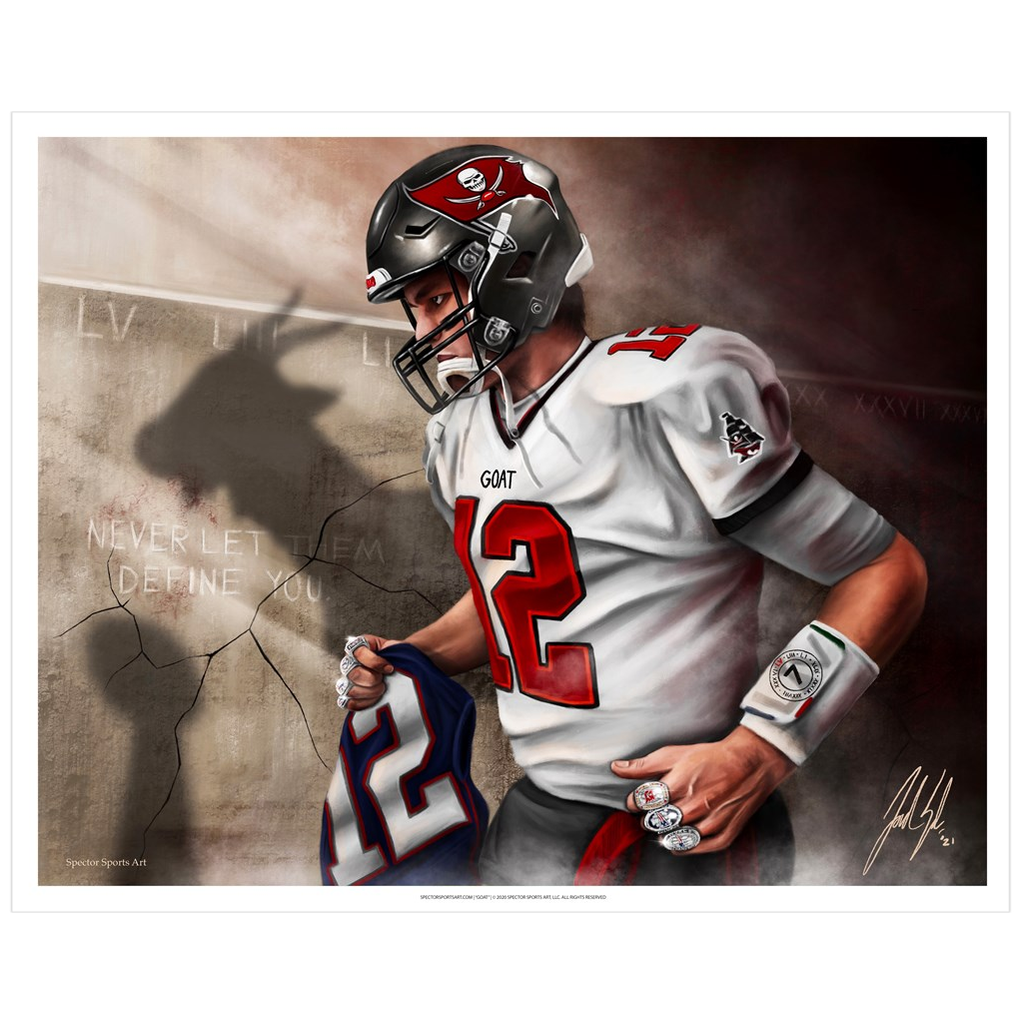 Tom Brady Goat Art Print In Wallpaper