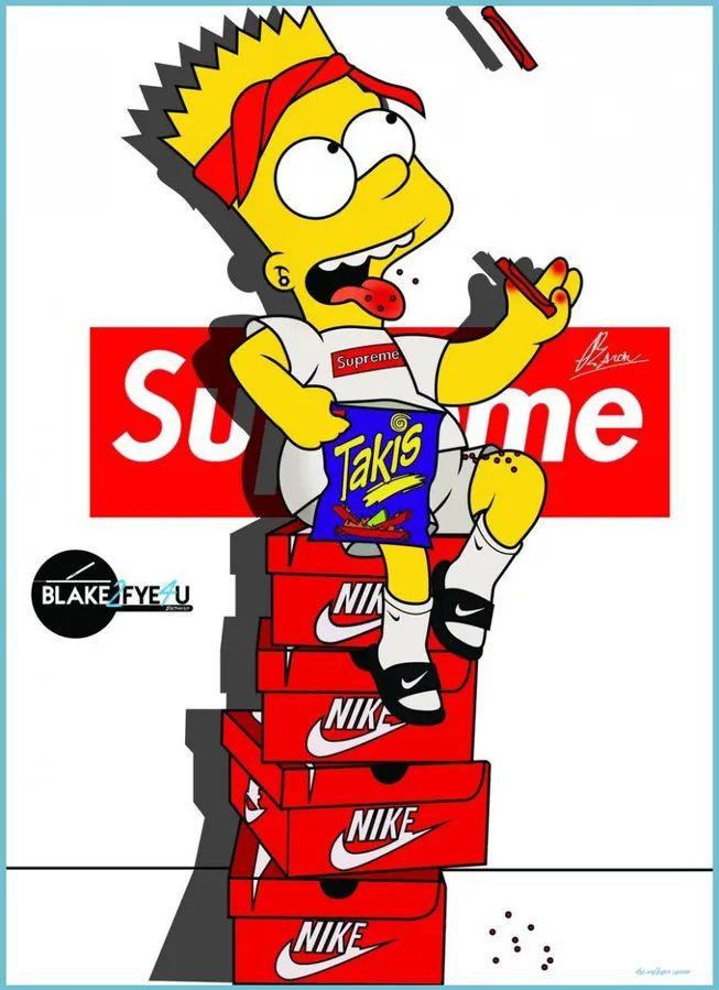 Download The Stylish Bart Simpson in Supreme Style Drip Art