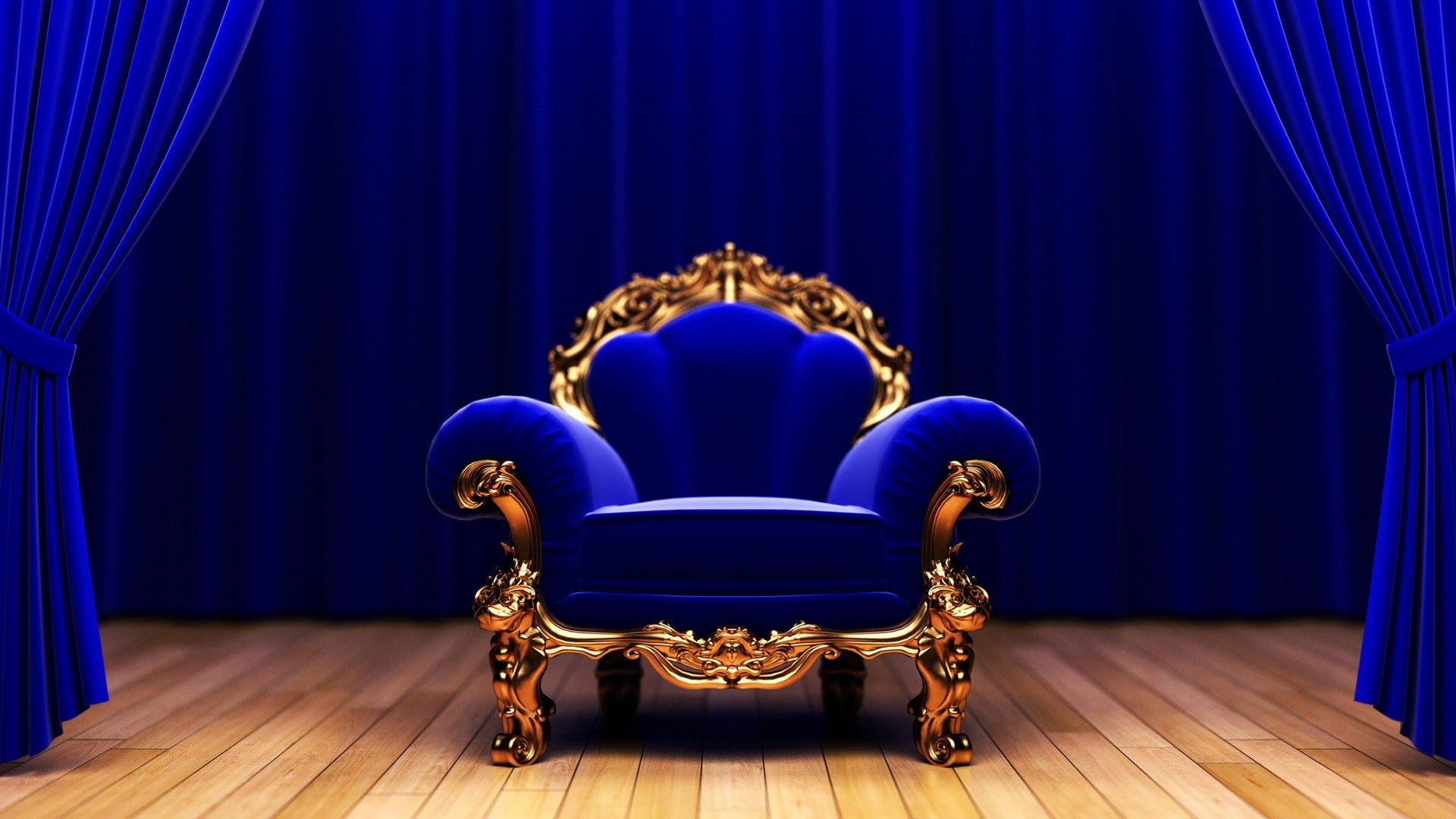 Elegant Blue Velvet Chair Wallpaper