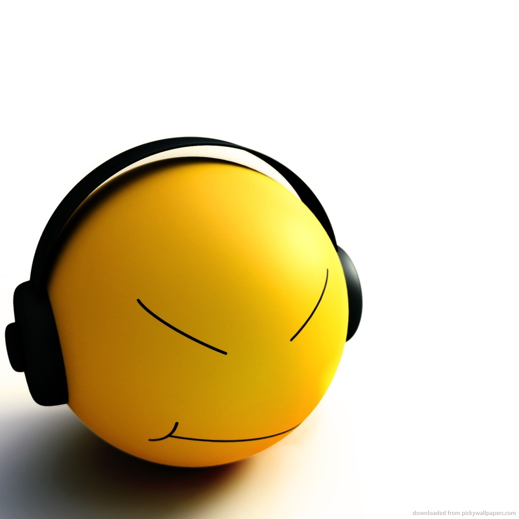 Smiley Listening To Music Wallpaper For iPad