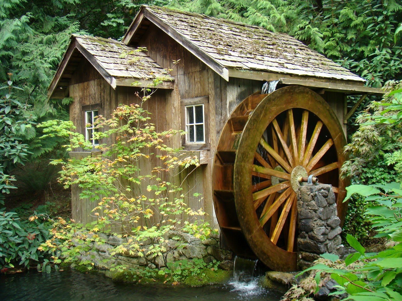 Man Made Watermill Wallpaper Water Wheel Windmill Mill