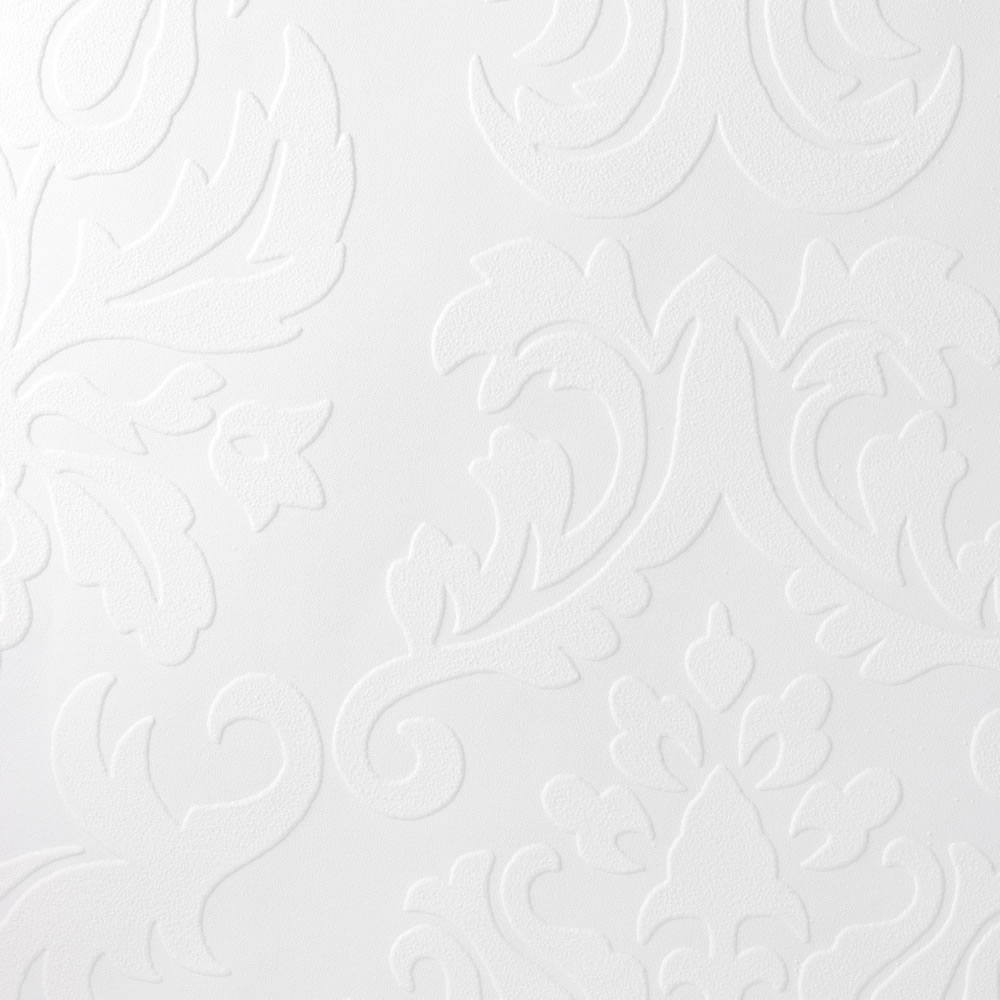 Superfresco Large Damask White Wallpaper at wilkocom