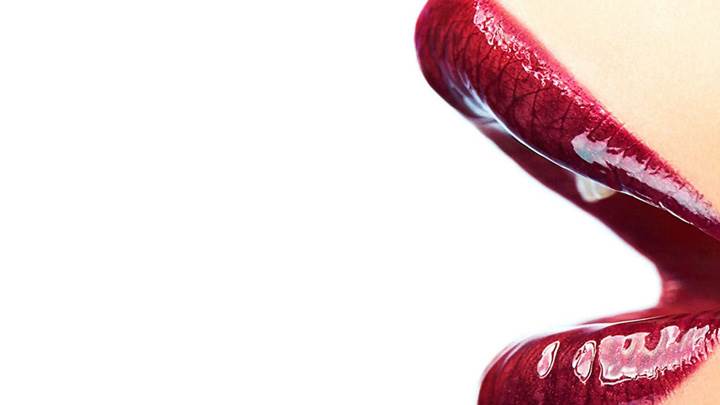 Red Glossy Lips Closeup Wallpaper