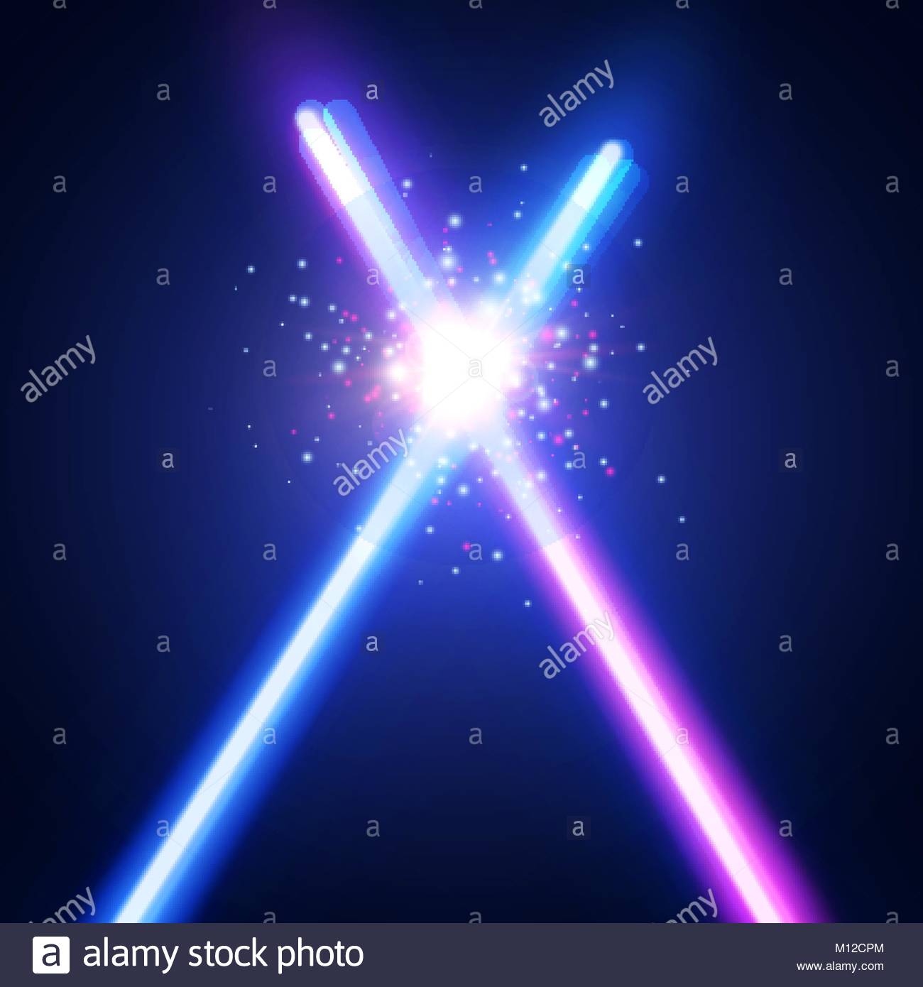 Abstract Background With Two Crossed Light Neon Swords Fight