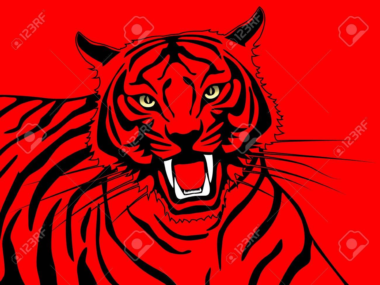 🔥 Free download A Tiger On Red Background Stock Photo Picture And