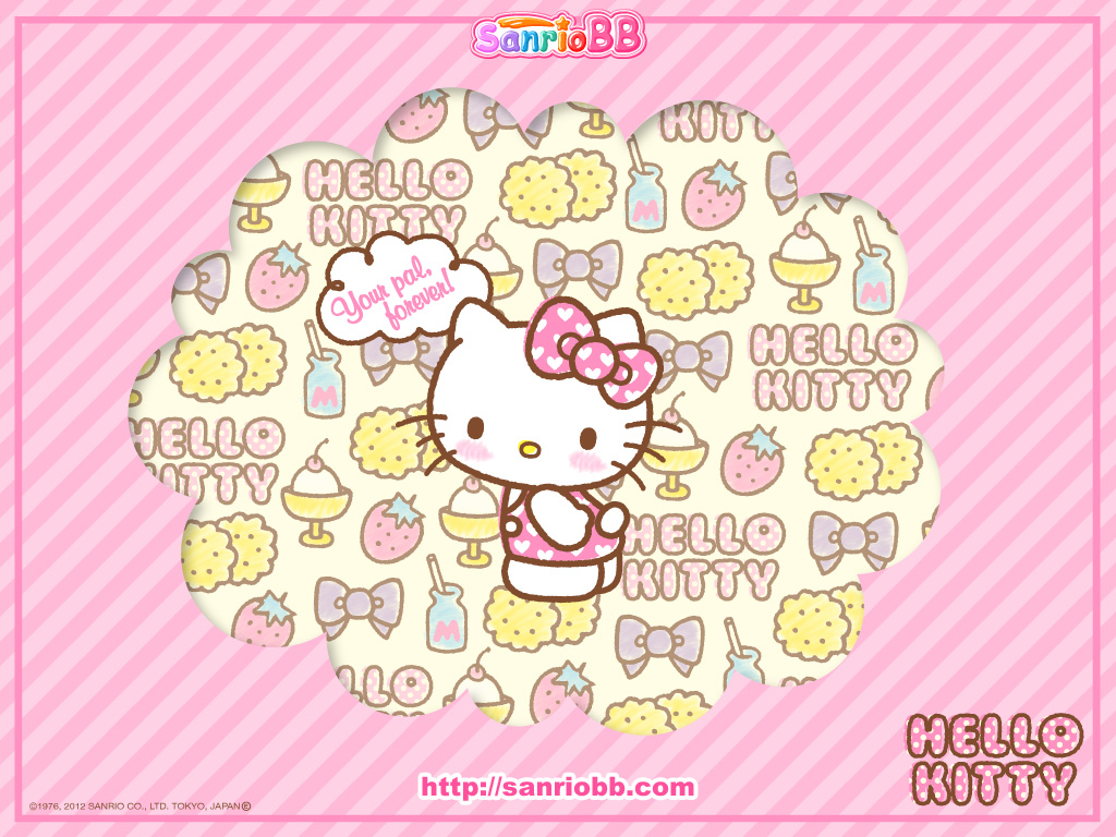 Pink Striped Hello Kitty Wallpaper From The Sanrio Bb Collection