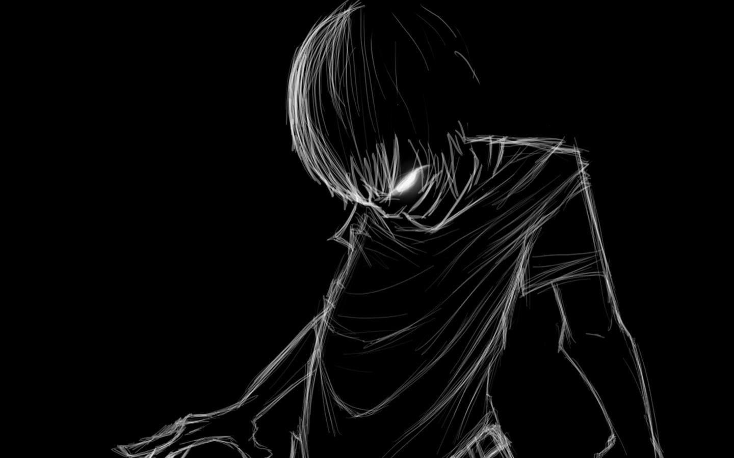 Anime Drawing Black N White HD Wallpaper