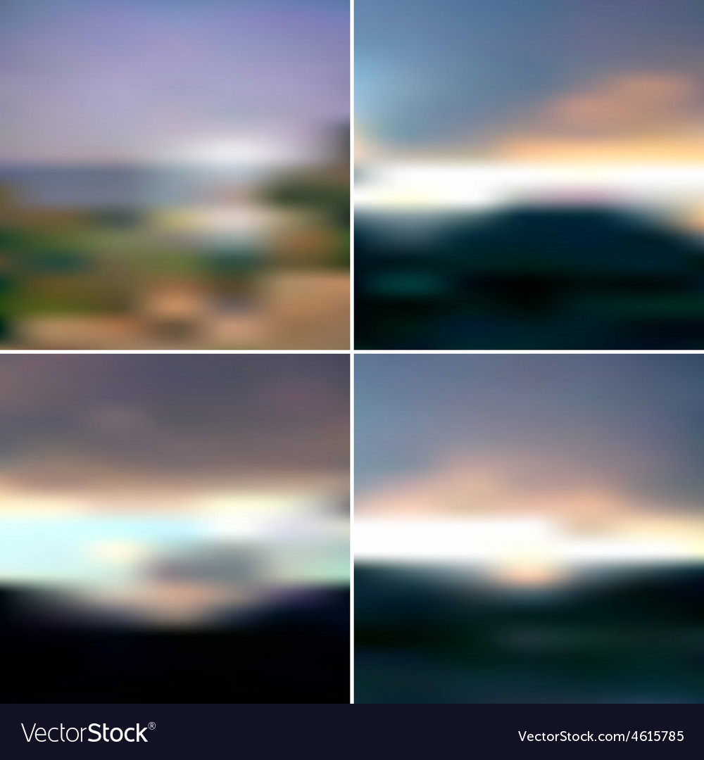 Blurred Sunset Background Set Sunrise Wallpaper Vector Image