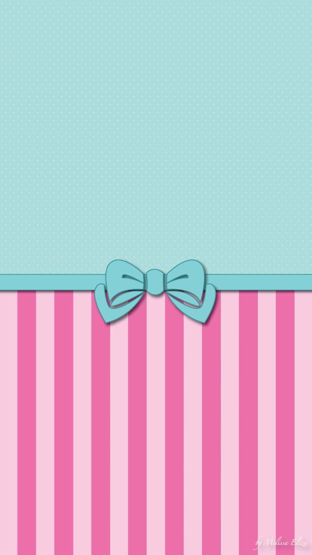 Green And Pink Stripes Bow Wallpaper Art