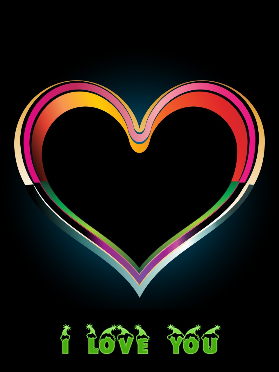 Colorful Hearts on Black Backgrounds Elsoar 960x1280