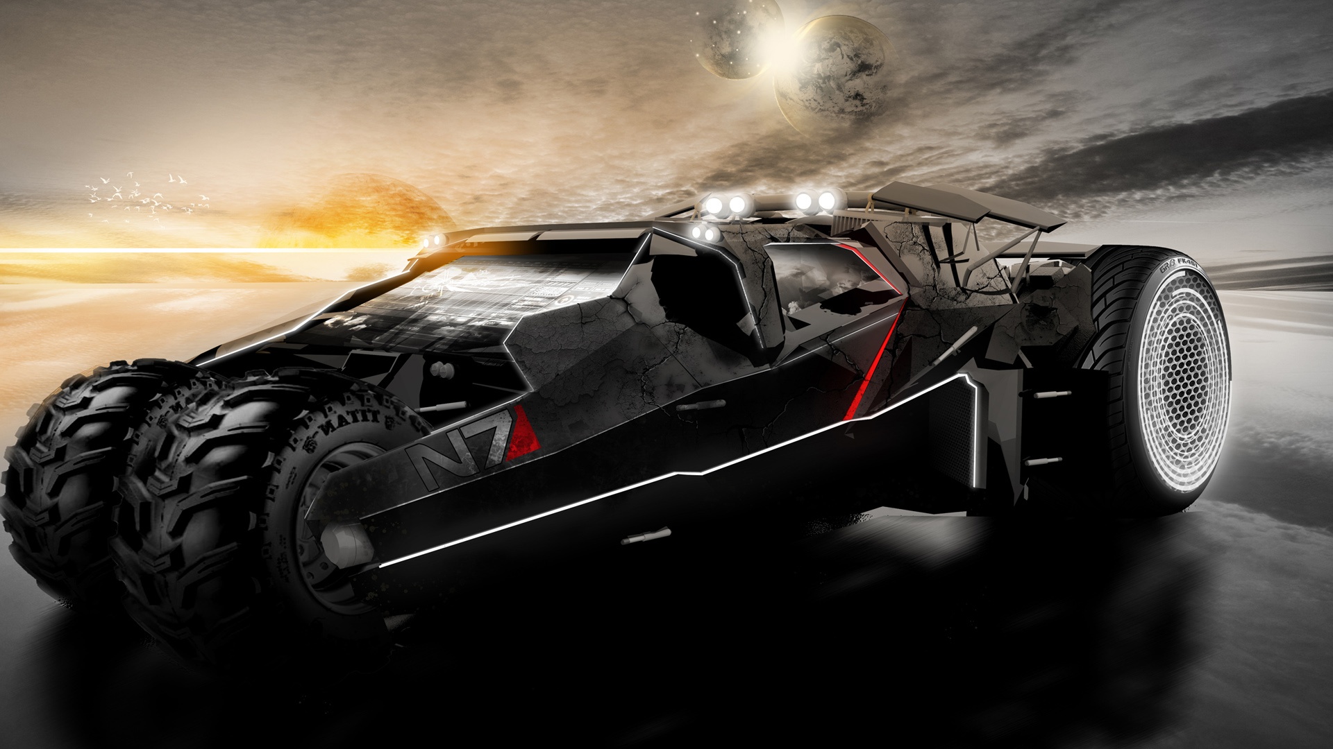Full HD Wallpaper Mass Effect All Terrain Vehicle Batman Art