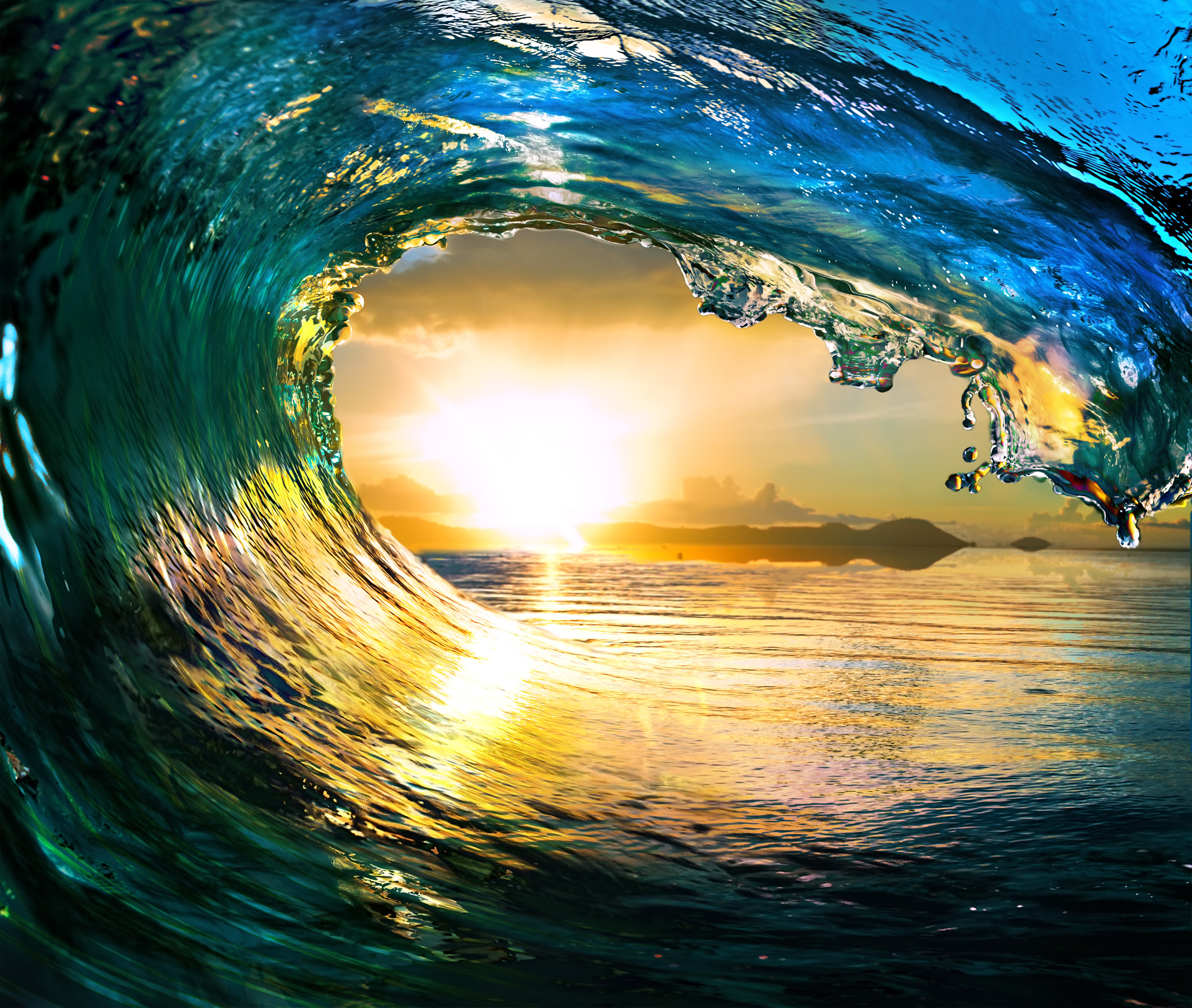 sunset ocean waves