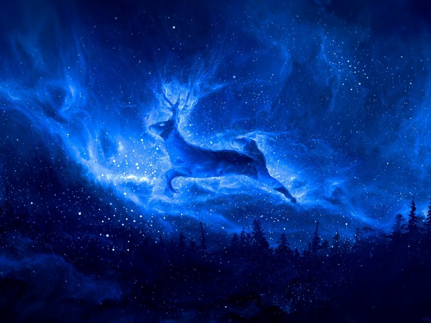 Deer Silhouette Starry Sky Art Fantasy Background Toppng
