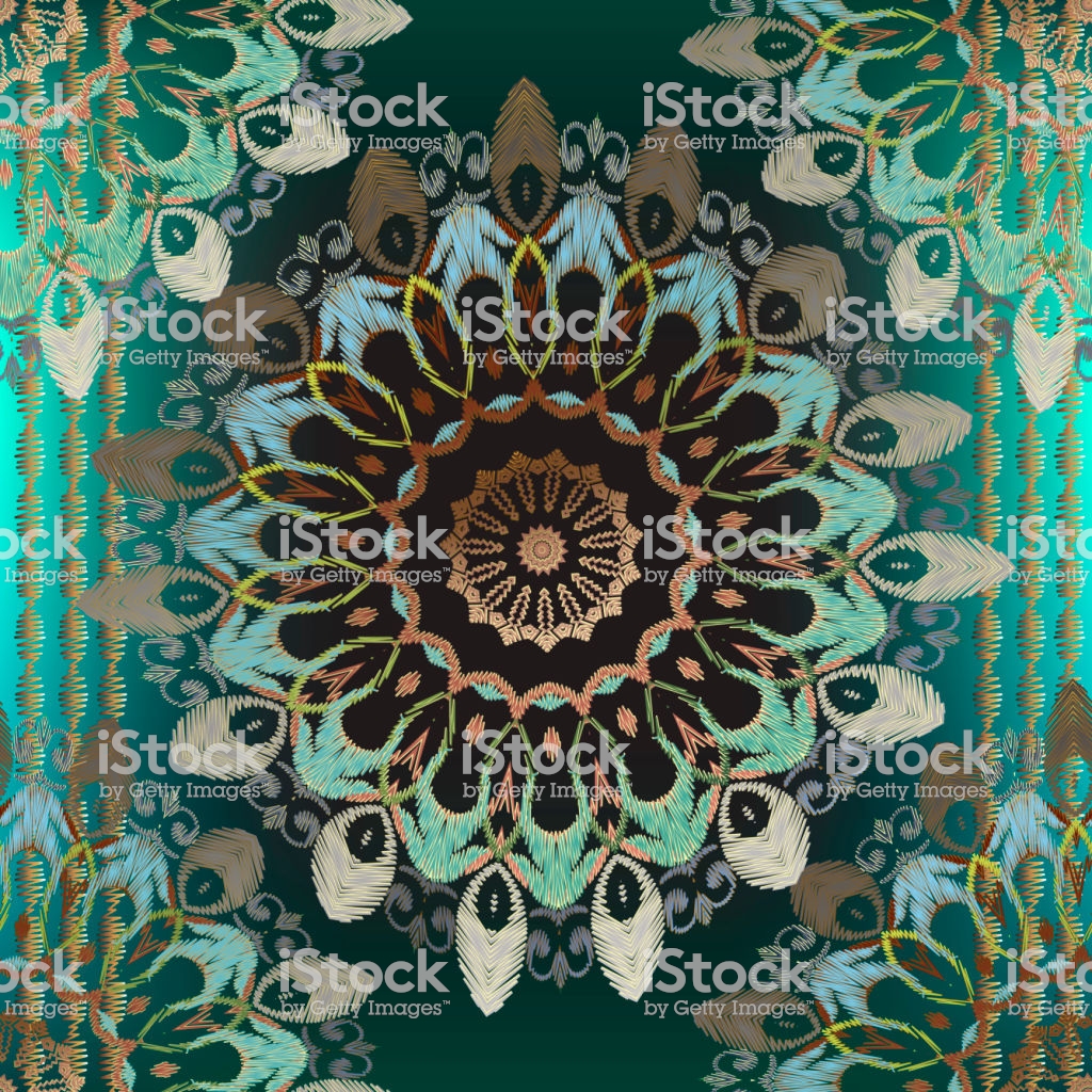 Ornamental Embroidery Striped Vector Seamless Pattern Tapestry