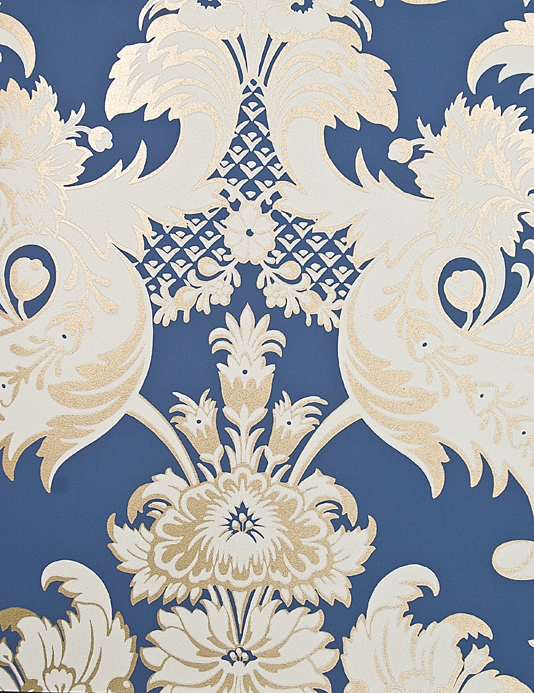 Damask Wallpaper Striking Large Print Royal Blue