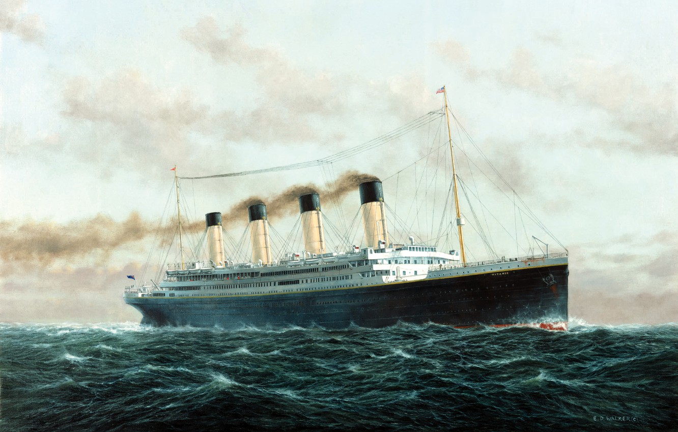Wallpaper The sky Sea Figure Wave Liner Titanic The ship
