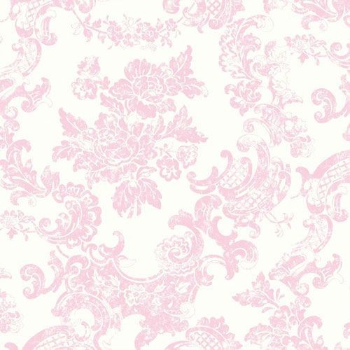 Marshmallow Pink M0756 Vintage Lace Damask Toile De Jouy Style