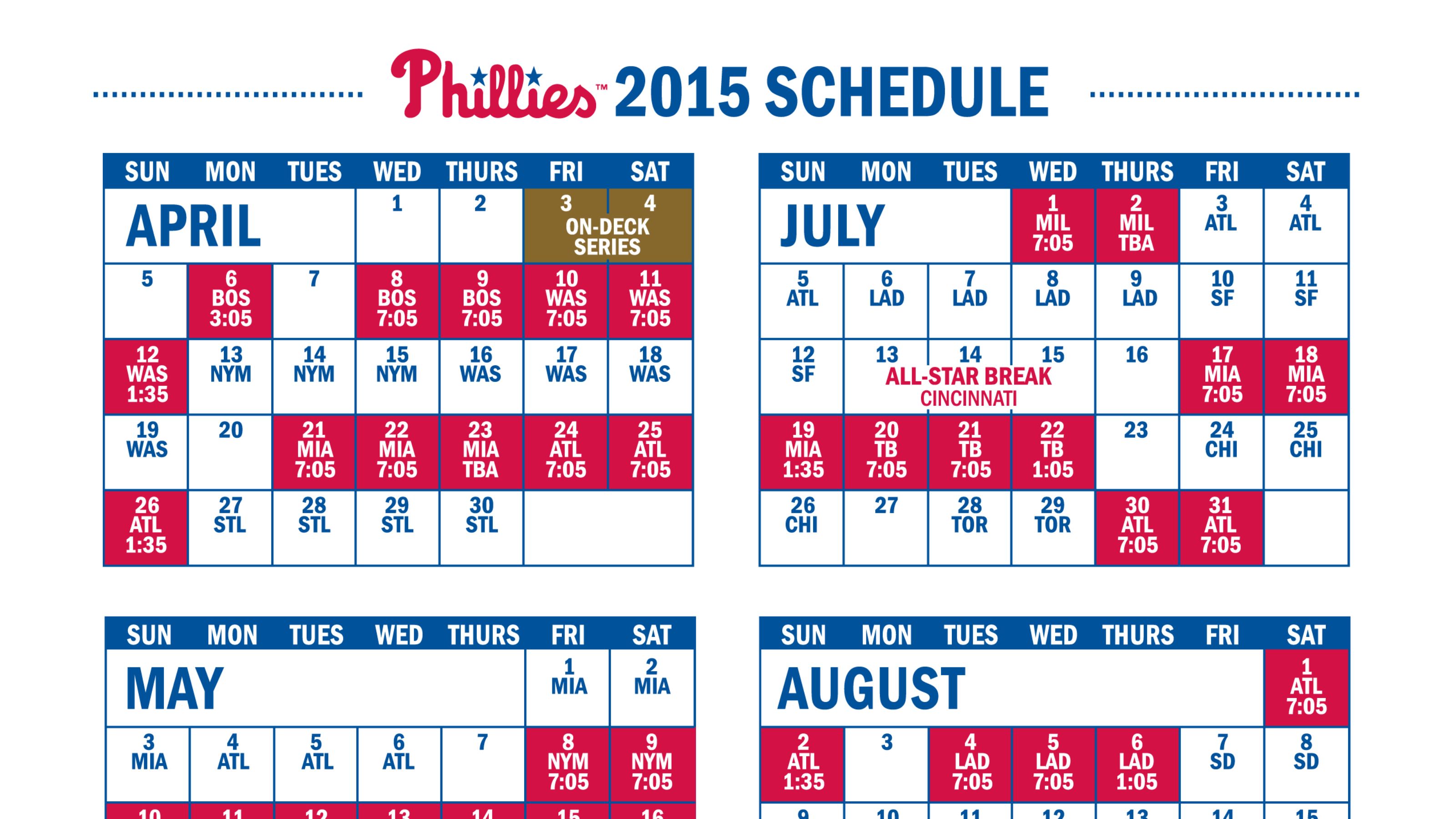Phillies release 2015 schedule