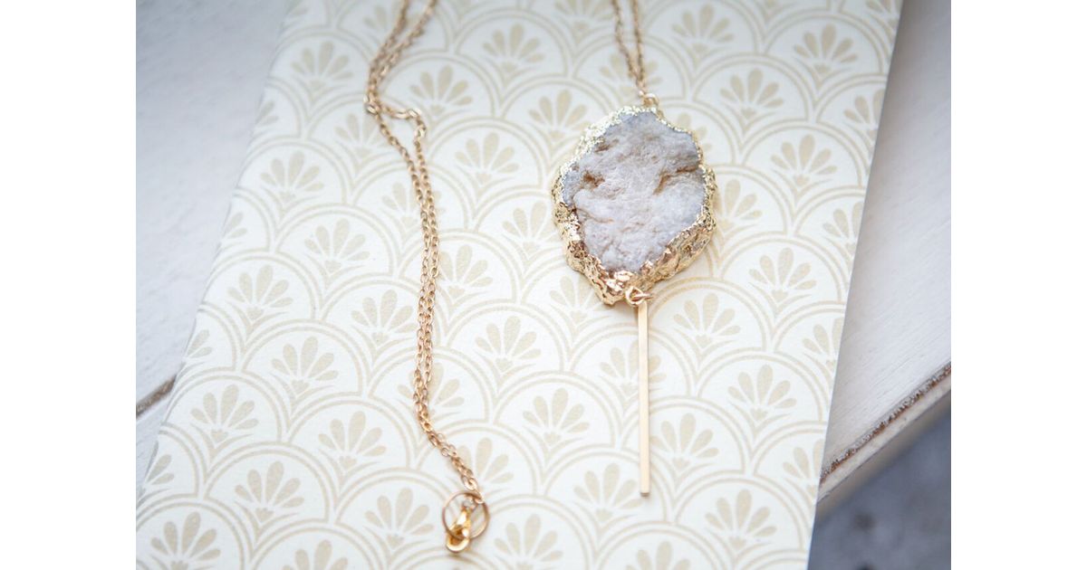 Kicheko Goods White Druzy Pendant Necklace In Lyst