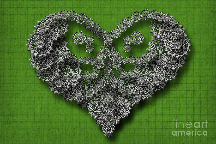 Gear Hearth Green Background Digital Art By Afrodita Ellerman