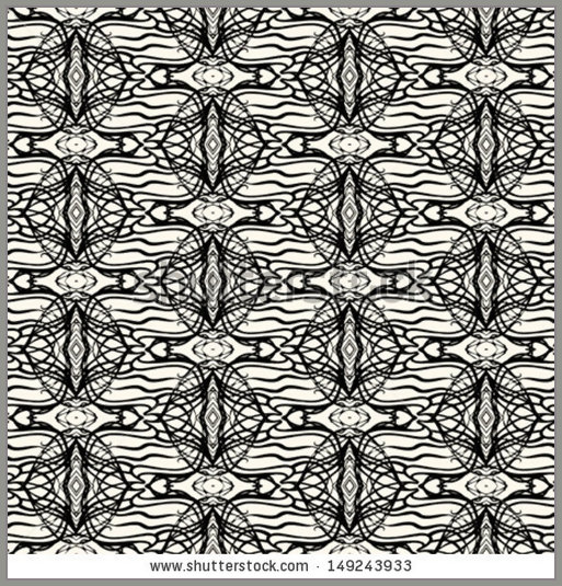 Vector Lacing Geometric Ornament In Art Deco Style Black And White