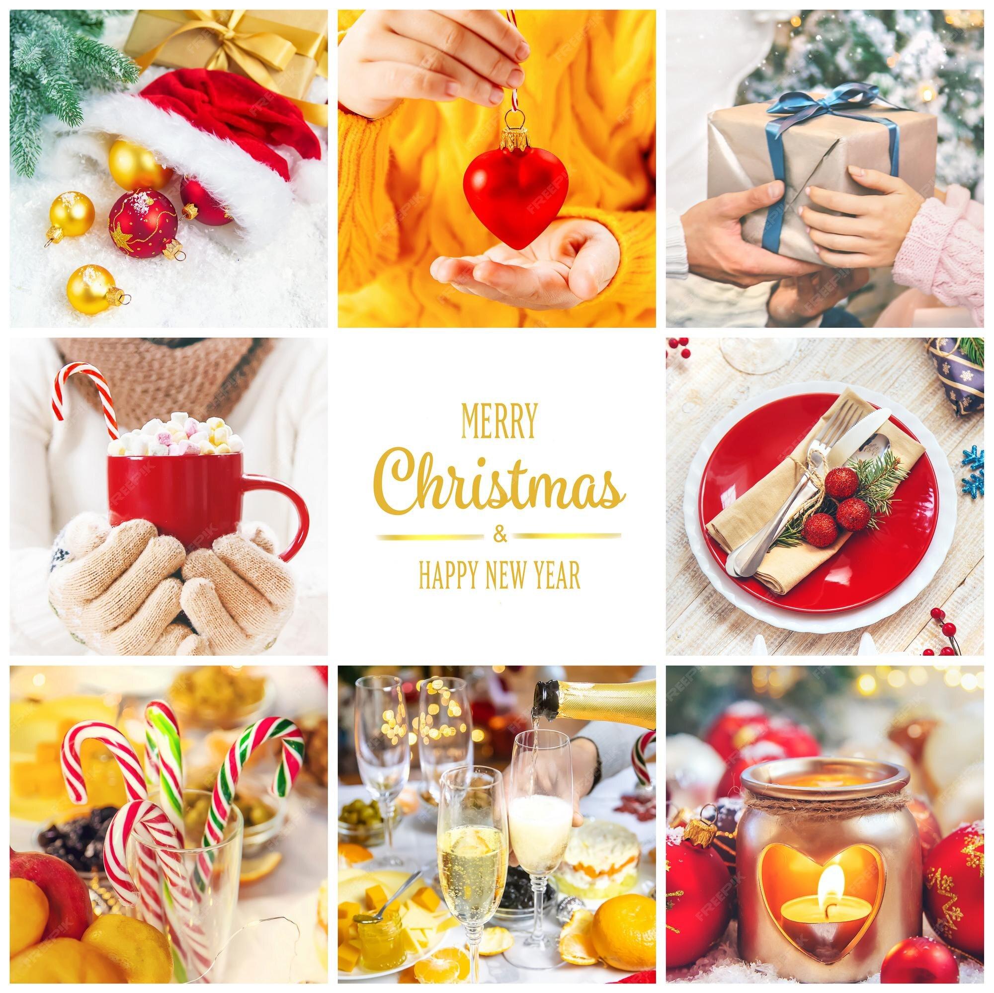 Premium Photo Collage With Beautiful Christmas Photos Selective