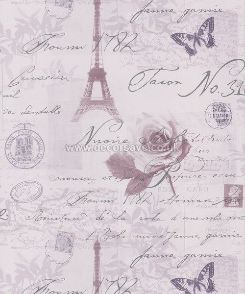Wallpaper Paris French Heather Lilac Silver Lilacs And