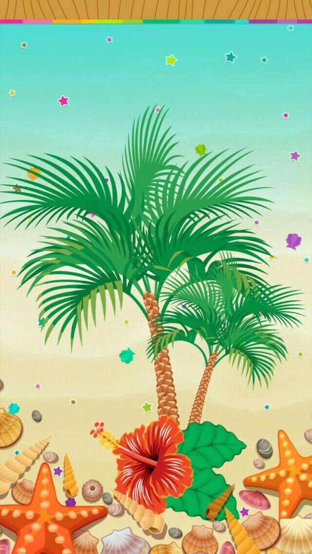Palm Portrait Tree iPhone Wallpaper Cartoon