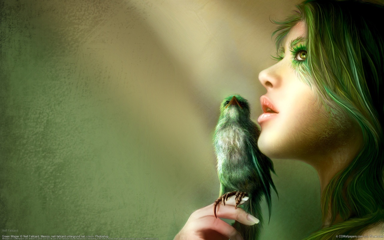 Fantasy Girl And Bird Photoshop Digital Art HD Wallpaper