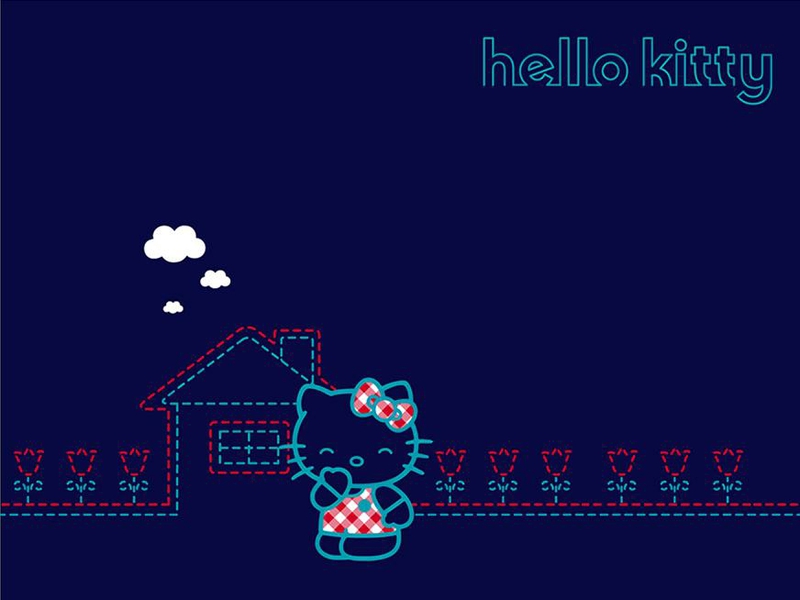 Blue Bow Hello Kitty Anime HD Desktop Wallpaper