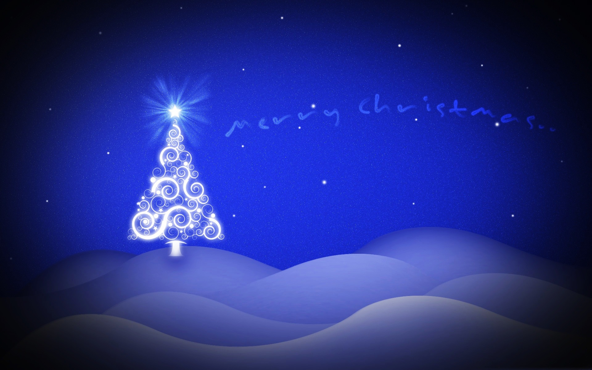 Merry Christmas Blue Stars HD Wallpaper