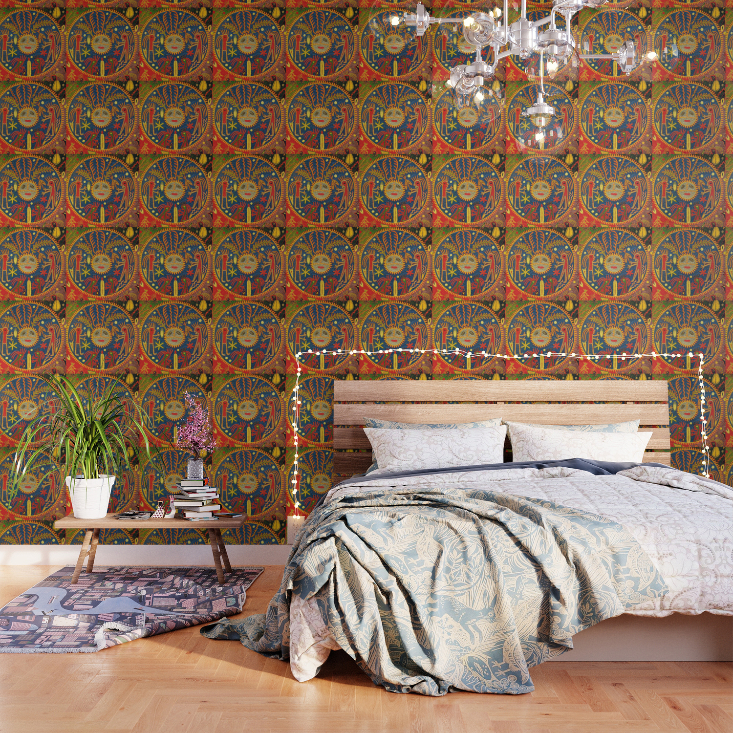 Peyote Sun Ritual Huichol Wallpaper By Vagabond Folk Art Society6