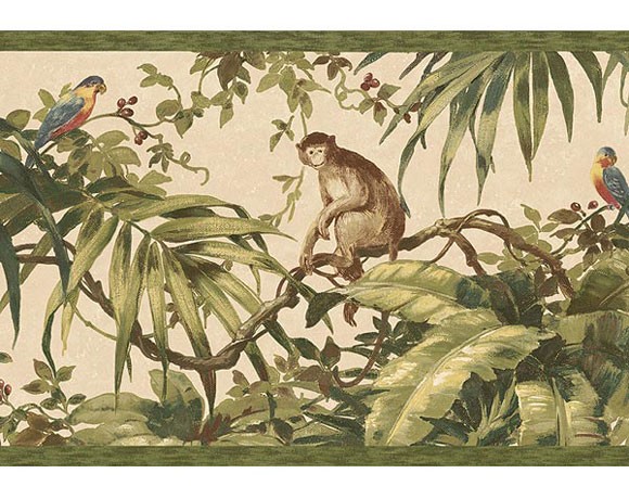 Tropical Monkey Border   Sage