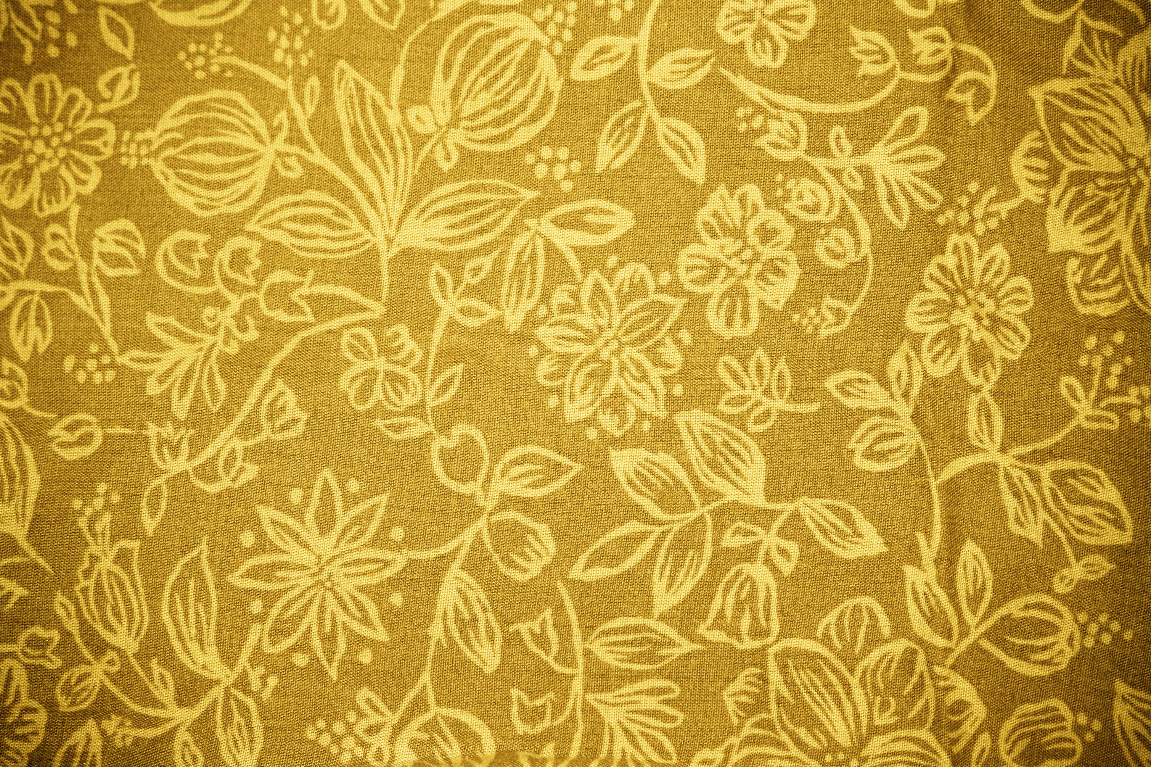 Gold Fabric with Floral Pattern Texture   High Resolution Photo 3888x2592