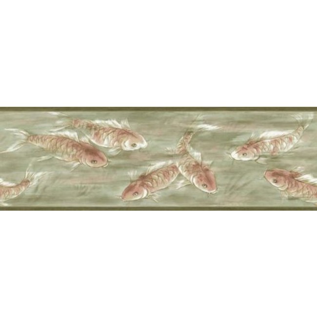 Free download Asian Koi in Green Water Background Wallpaper Border