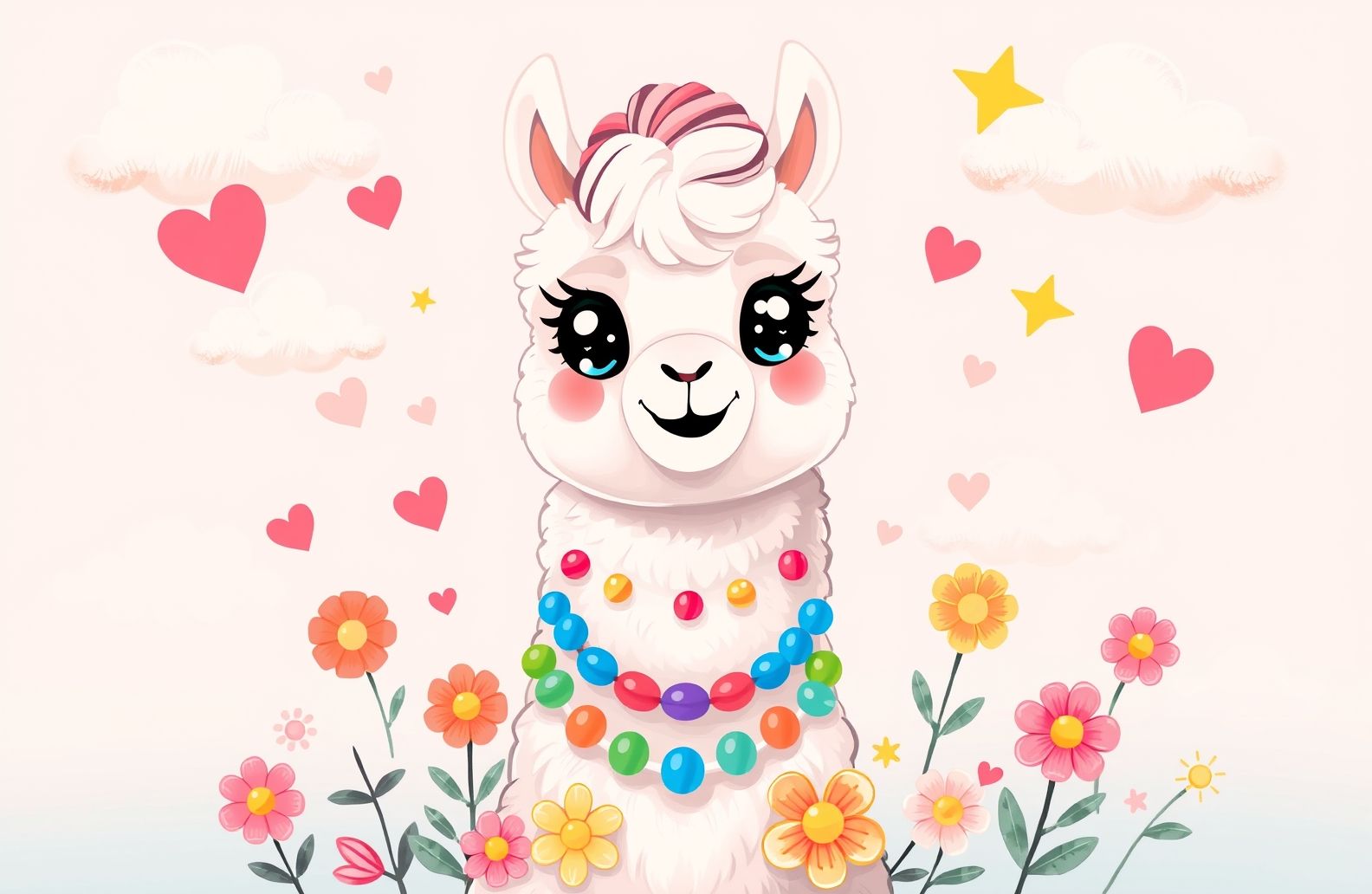 Kawaii Llama Wallpaper