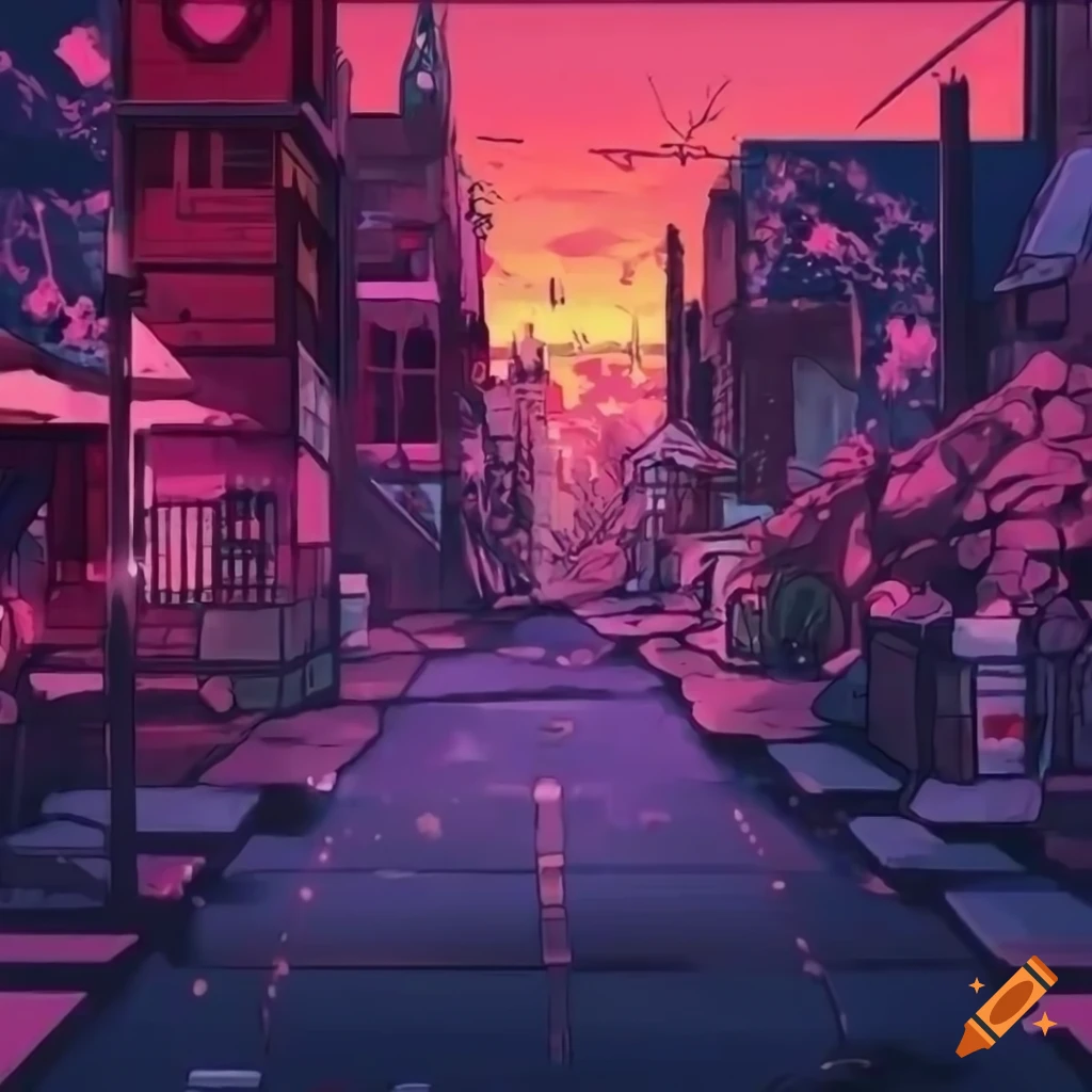 Aesthetic Anime Scenery Wallpaper With Lofi Vibes