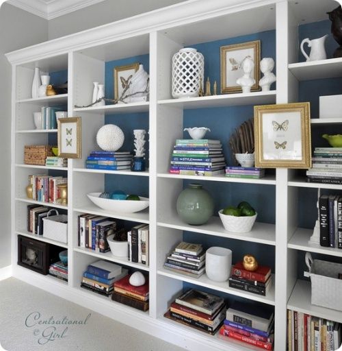 Wall of office built in bookcases REVEAL  Thrifty Decor Chick  Thrifty  DIY Decor and Organizing