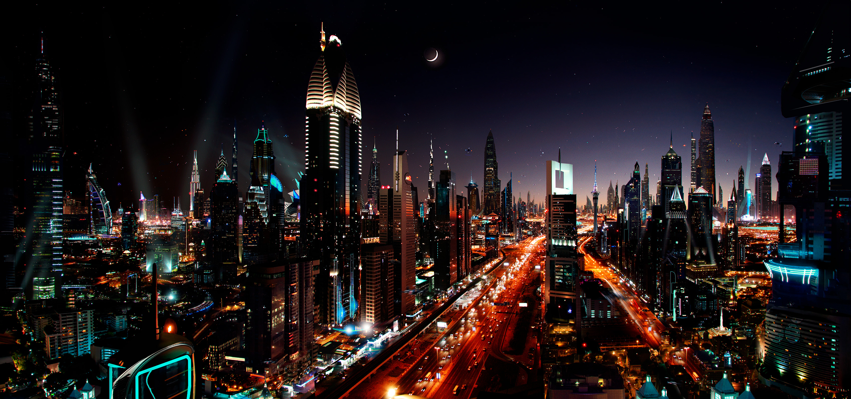 Dubai at Night City HD Wallpaper   HD Wallpaper