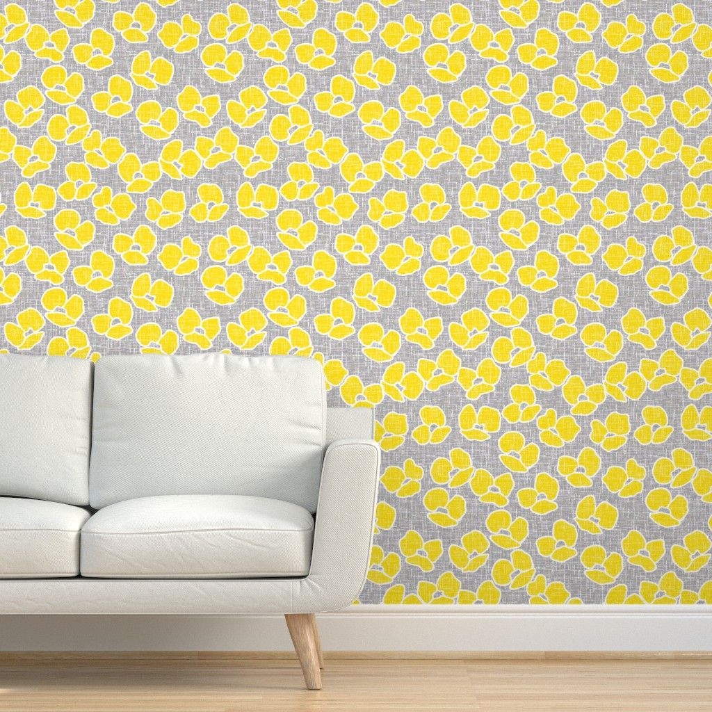 Summer Flowers Yellow And Gray Wallpaper