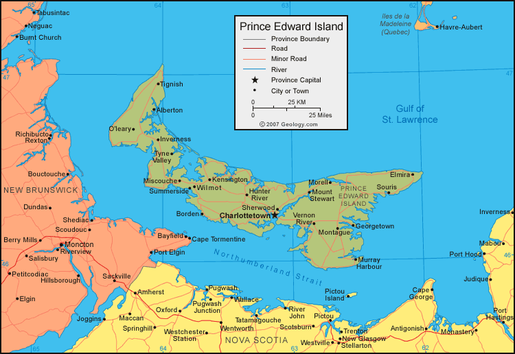 Prince Edward Island Map   Prince Edward Island Satellite Image