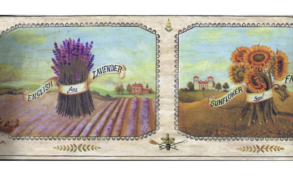 Home Framed English Lavender Farm Wallpaper Border