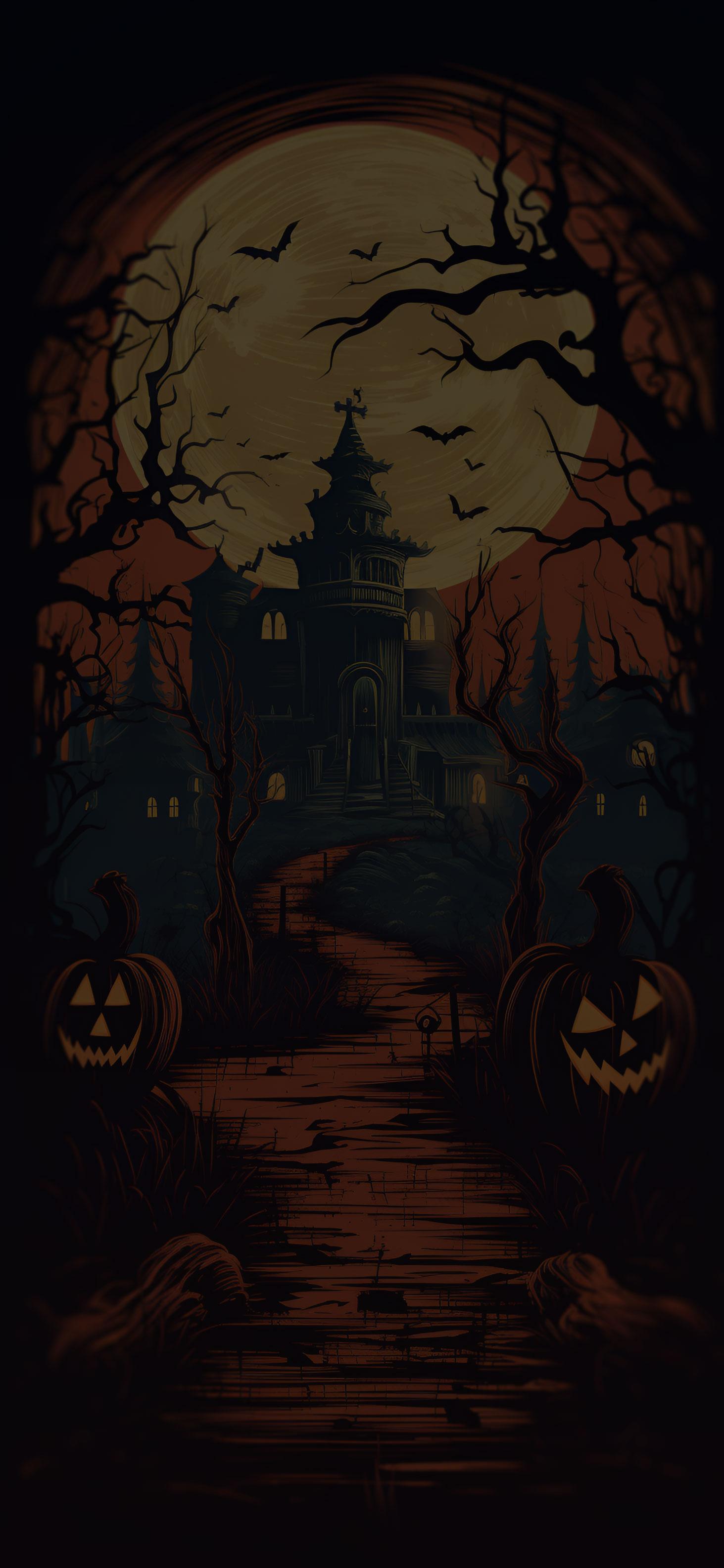 Halloween Retro Style Dark Wallpaper