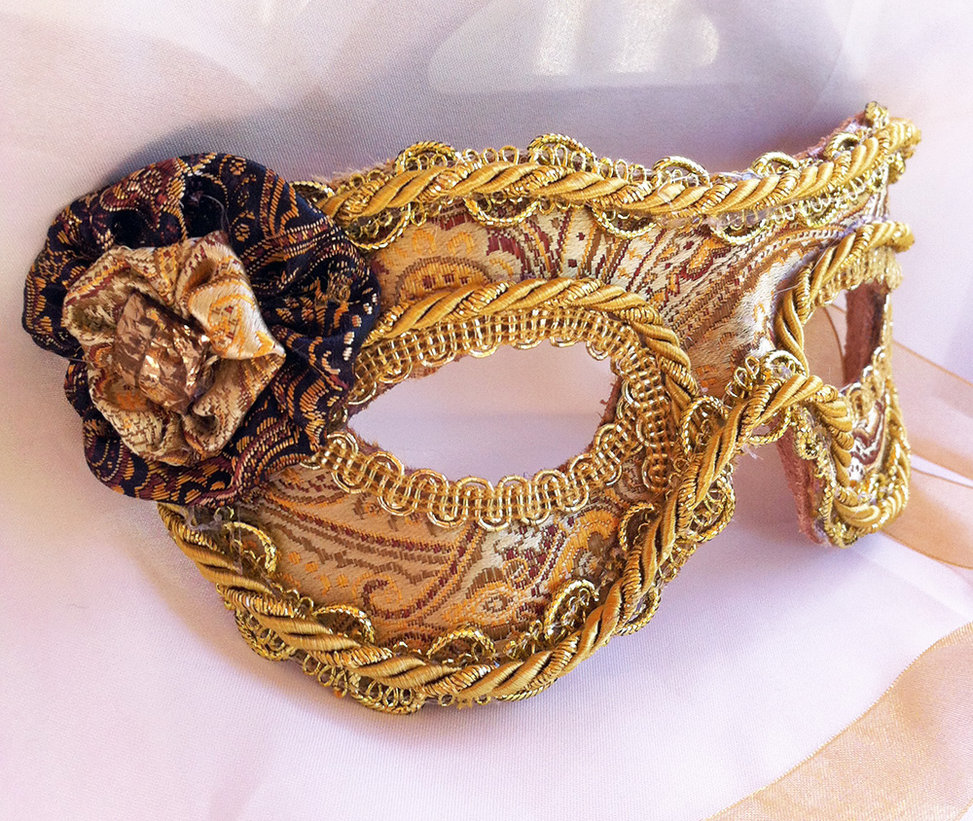 Leather And Gold Brocade Masquerade Mask By Daragallery