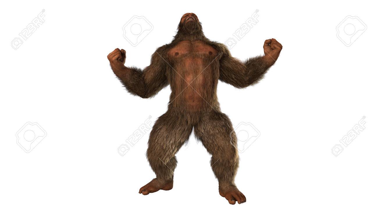 Sasquatch Bigfoot Seperated On White Background Stock Photo